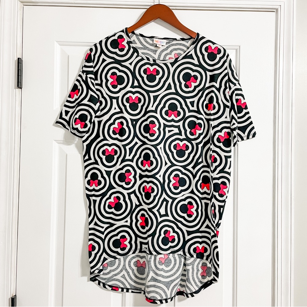 LulaRoe Disney Irma Shirt XS Extra Small Red and Black T-Shirt Minnie Mouse